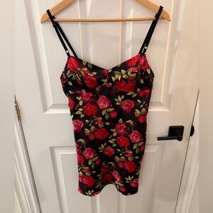 Floral Black and Red nighty